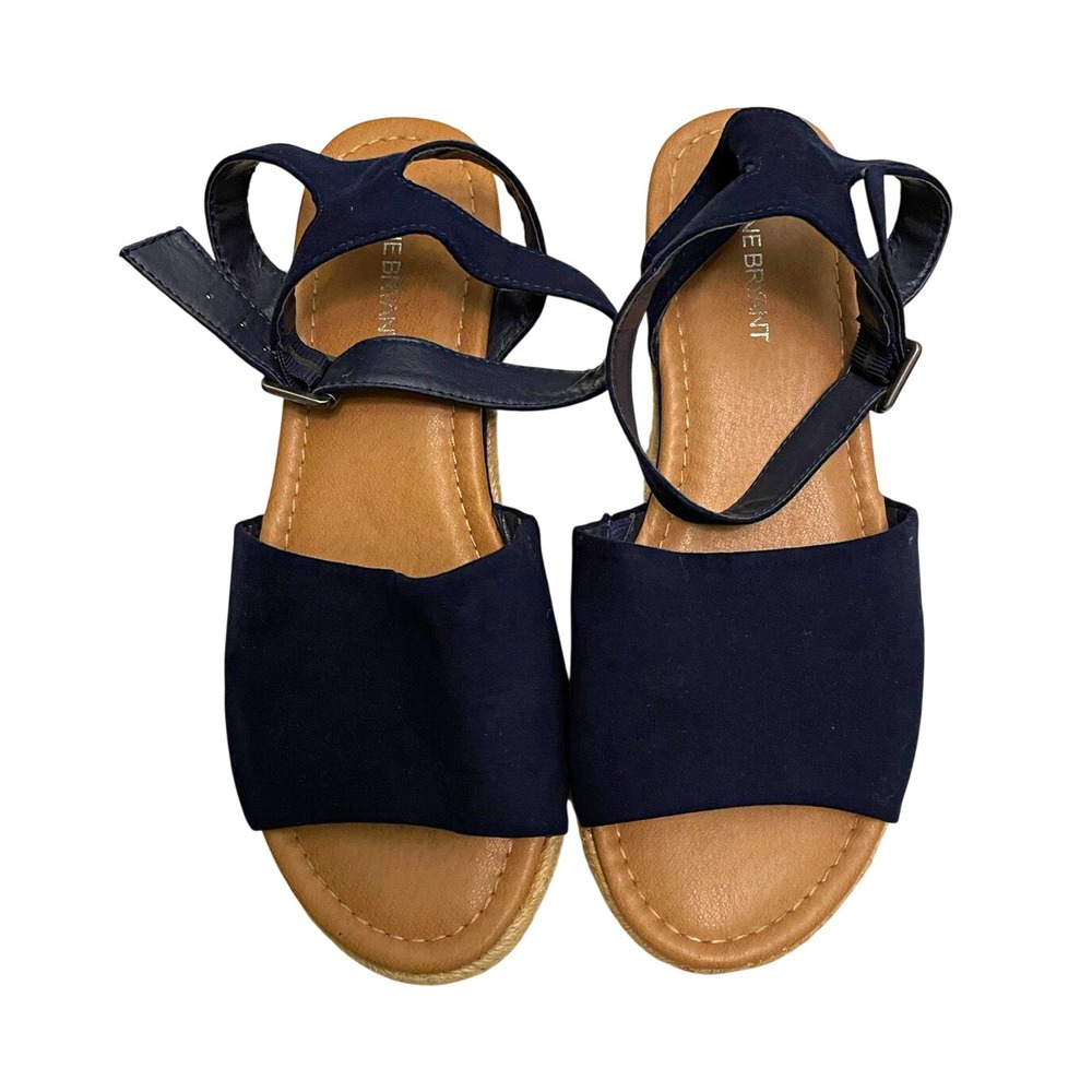 Lane Bryant Women's US 9 Black Strappy Ankle Strap Buckle Synthetic Flat Sandals